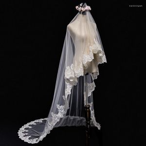 Brudslöjor Applique Lace Veil Cathedral Long 300 150 cm Wonen Wedding Accessorie
