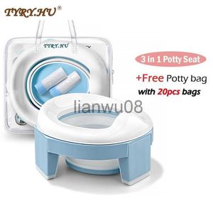 Potties Seats TYRYHU Baby Pot Portable Silicone Baby Training Seat 3in1 Multifunction Travel Toilet Seat Foldable Children Potty With 20 bags x0719