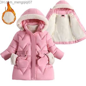 Mantel 2-8 Jahre Winterjacke für Mädchen, Pelzkragen, abnehmbare Mütze, Plüschfutter, robuste Kapuzen-Kinderjacke, Kinderjacke Z230719