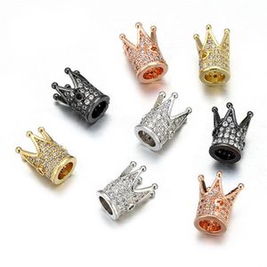 Conectores de contas de coroa de strass micro zircônia prata preta para confecção de pulseiras 2421