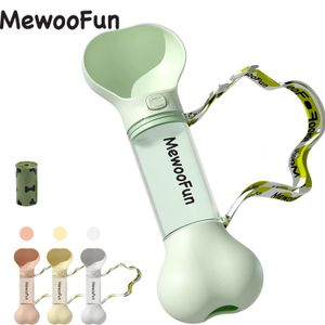 Dog Bowls matare Mewoofun Cat Dog Water Bottle Feeder Bowl 2 i 1 läckofast Portable Fashion Drinking Tool Outdoor Travel med Poop Bag 230719