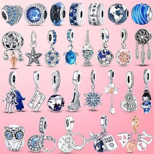 2021 925 Sterling Silver Moon Star Charms Hamsa Hand Travel Plane Charm Shiny CZ Bead Fit Pandora Bracelet Jewelry Gift339w