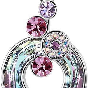 Colar Bolha Redondo Gemmance é Feito de Pedra Arco-íris de Cristal Prata ou Banhado a Ouro Rosa 45 72 Cm 5 72 Corrente2037