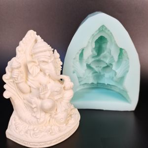 Ferramentas para Bolos Ganesha Molde de Silicone Molde para Retrato Religioso Tromba de Elefante Sentado Estátua da Fortuna Pode ser Usado para Decoração de Alpendre 230718