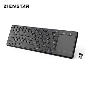 Zienstar Azerty French Letter 2 4GHz TouchPad Windows PCラップトップ用ワイヤレスキーボードIOSパッドスマートTV HTPC IPTV Android Box 21061275y