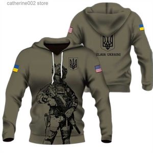 Felpe con cappuccio da uomo Felpe con cappuccio Camo da uomo ucraino Felpe stile brigata militare Veterans Army Flag Abbigliamento Oversize Harajuku Top manica lunga T230719