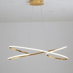 ペンダントランプクロム/ゴールドメッキリビングルームのためのモダンなLEDライトハンギングノルディックランプアルミニウム照明器具