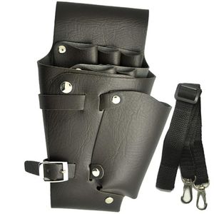 PU Leder Niet Haar Schere Tasche Clips Tasche Friseur Barber Schere Holster Beutel Halter Fall mit Taille Schulter Gürtel Schwarz2903