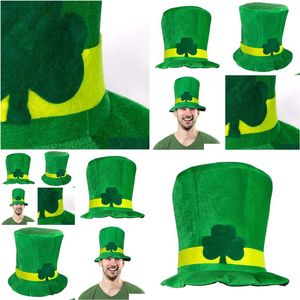 Andra evenemangsfestleveranser Irish St Patrick Day Green Shamrock Veet High Top Hat ADT Cap Costume för dekoration Drop Delivery Home Dhzyz