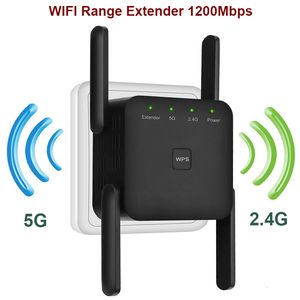 Routers 5 GHz WiFi Extender Long Range Wireless WiFi Booster AC1200 Adapter 1200Mbps Wi-Fi-förstärkare 802.11n Wi Fi Signal Repeat 230718