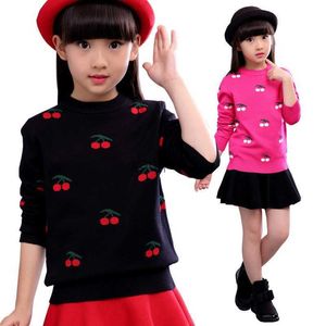 Kazak 2021 Sonbahar Kış Pamuklu Kazak Üst Kızlar Bebek Çocuklar Krep Çizgi Sweaters Giyim Katlar Çocuk Giyim 6 8 10 12 Yıl HKD230719