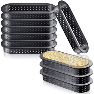 Utensílios para bolo 12 peças anéis de torta ovais resistente ao calor anel de mousse perfurado antiaderente mini molde 230719