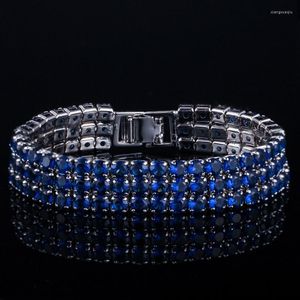 Charmarmband Beaqueen Dark Blue Crystal Big Wide Bridal Wedding Bangles Full Cubic Zirconia Stone Seting Women Party Jewelry B135