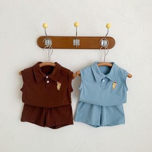 Clothing Sets Baby Boy Summer Clothes 2023 Korean Toddler Boys Outfits Sleeveless Top Shorts 2Pcs Kid Children Fashion Sport Suit