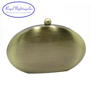 Sacos de noite Royal Nightingales clutch de metal oval hard shell e bolsa de noite goldsilverbronzegun adequado para festas femininas danças 230719