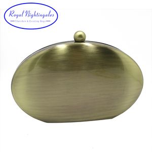 Kvällspåsar Royal Nightingales Oval Metal Hard Shell Clutch and Evening Bag Goldsilverbronzegun Lämplig för kvinnors fester Dances 230719