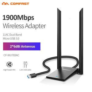 Wi-Fi Finders 1900 Mbps High Power 4*PA USB3.0 Wireless Network Card Desktop PC WiFi Adapter Långt räckvidd 2*6DBI Antenna Support Kali Linux 230718