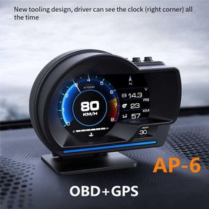 AP-6 HUD En Yeni Başlık Ekran Otomatik Ekran OBD2 GPS Akıllı Araba Hud Gauge Dijital Yoksama Güvenlik Alarm Wateroil Temp RPM267N