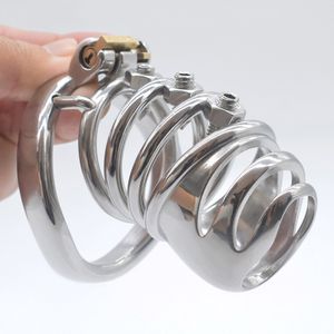 Gaiola de castidade com trava de pênis de metal anéis de parafuso BDSM brinquedos sexuais de aço inoxidável dispositivos de bondage masculinos cinto para homens