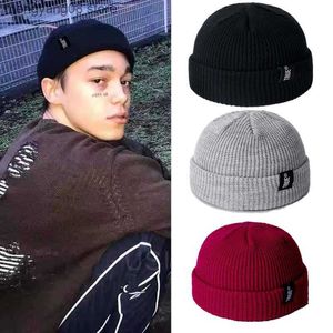 Beanie / Skull Caps Lettera True Unisex 10 colori Sailor Fishermans Winter Beanie Hat Berretto melone lavorato a maglia a costine Solid Skullcap Baggy Retro Ski Hat T230719