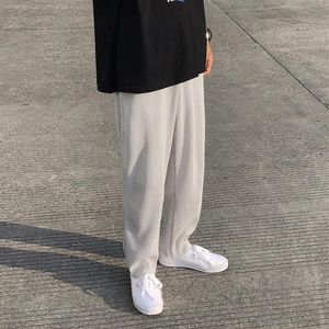 Plisowane proste spodnie męskie modne kolory solidne elastyczne talia swobodne spodnie męskie menue streetwear luz japońskie lodowe spodnie M2435