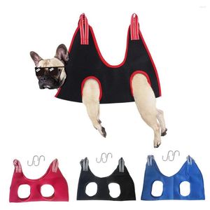 Hundbilsäte täcker 1 Set Pet Beauty Hammock Anti-Scratch Trimning Hanging Hook Cat Grooming Nail Cutting Fixed Bag 4 Holes Supplies