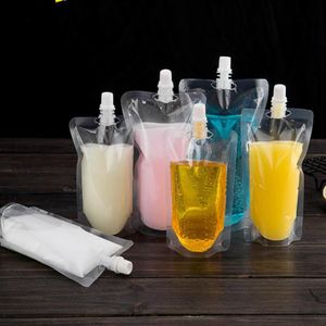 1000pcs 100ml-500ml Stand Up Ambalaj Çantaları İçecek İçecekler İçin Spout Depolama Çantası Sıvı Suyu Sütü Kahve 303R