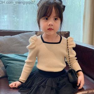 Coat Girls' cardigan 2022 autumn winter new baby cute girl clothing children's top lace lapel jacket Z230720