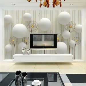 Benutzerdefinierte 3D-Po-Tapete, moderne Mode, einfach und weich, Löwenzahn, Bettwäsche, Zimmer, Sofa, Hintergrund, Wandgemälde, Wandpapier für die Wände 3D262V