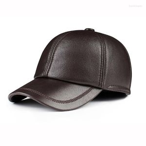 Ball Caps 2023 Male Genuine Leather Sheepskin 56-60CM Black/Brown Baseball Solid For Man Casual Street Dad Hat