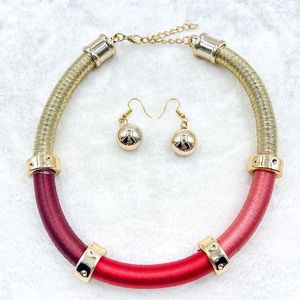 Necklace Earrings Set Fashion Jewelry Circular Women's Two-piece Party Accessories Wedding Exquisite Gifts