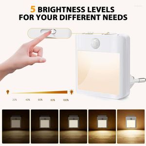 Wall Lamp Motion Sensor Light LED Night EU Plug-in Lamps Baby Lights Cabinet Bedroom Bedside Wireless Lighting