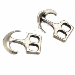 50pcs new diy fashion jewelry findings metal hooks vintage silver 2 holes anchor clasps for leather bracelets toggles 25 18mm273a