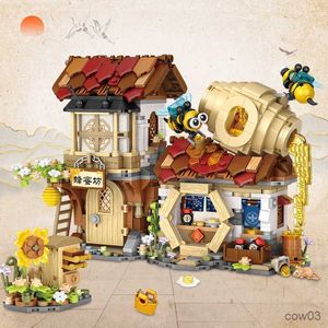 Blocchi Set creativi Mini capanna delle api Store Building Block Idea Venditore di maiale Negozio Mattoni Puzzle Giocattoli di Natale Regali R230720