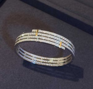 Высококачественный браслет из стерлингового серебра 925 пробы Tiffay E серии с четырьмя рядами бриллиантов, полный конец, Grand Fashion Style, легкий, роскошный и универсальный модный ETVF