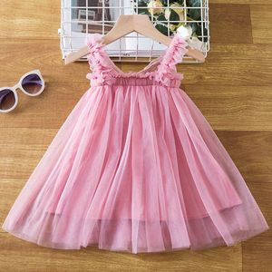 Kız elbiseler yaz çocukları kızlar prenses elbise 1-5t bebek örgü doğum günü düğün elbise kelebek kanatları sundress askı gündelik kıyafetler R230719