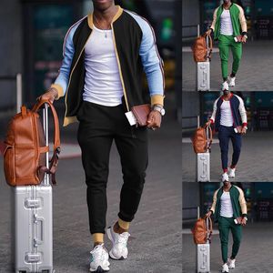 2023 Spring Autumn Standing Collar Men's Tracksuits Set New Sports Leisure Hoodies Guard Pants Zipper