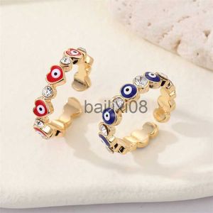 Bandringe Glück Türkisch Rot Blau Böse Augen Ring Für Frauen Männer Zirkon Herz Offene Fingerringe Regenbogen Paar Freunde Party Schmuck Geschenke J230719