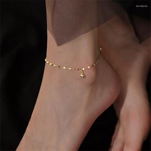 Anklets Top Quality 925 Sterling Silver Women Jewelry Shiny Gold Wave Chain Bracelet For Lady Accessories Girl Christmas Present