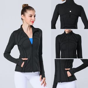 LL-6198 Womens Jacket Fitness Wear Yoga Outfits Sportswear Outer Cardigan Jackets Close-Fitting Apparel Running Exercise Long Sleeve Stand Collar Breathable