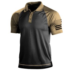 Polo Masculino Camisa Pólo Tática Militar T-shirt do Exército dos EUA Manga Curta Caça Caminhadas Roupas Top Ao Ar Livre 230718