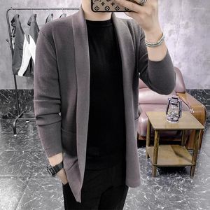 Maglioni da uomo Maglione Cardigan maschile Moda uomo Autunno Slim Fit lavorato a maglia Casual Grande tasca con scollo a V lungo 5 colori 3XL-M