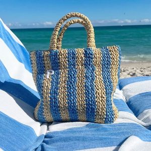 Moda Ráfia Prad Triângulo Beach Bags Womens Straw Weave Stripe Bolsa de Ombro Embreagem Crossbody Saco de Verão Designers de Luxo 3 Piece Chain Travel Tote Bags