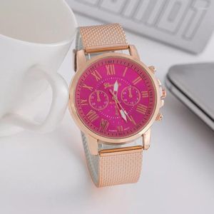 Wristwatches 2023 Women's Watches Fashion Silicone Mesh Strap Solid Colour Personalised Metal Case Round Ladies Quartz