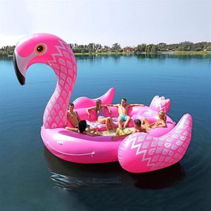 6-7 Person uppblåsbar jätterosa flottör stora sjön Island Toys Pool Fun Raft Water Boat Big Island Unicorn258c