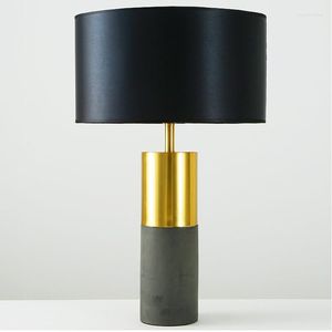 Bordslampor LED E27 Nordic Iron Fabric Cement Lamp.LED LIGHT. LAMP.desk skrivbordslampa för sovrum foajé