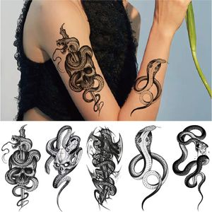 Черная змея поддельная татуировка водонепроницаемые временные тату