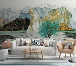 Wallpapers Chinese Modern Zen Light Luxury Abstract Ink Landscape Background Wall Painting