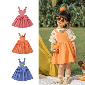 Vestidos para meninas Vestidos para meninas Roupas infantis Crianças finas Suspensórios fofos de desenho animado Verão Algodão Causal Saia de alça solta