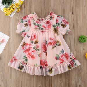 Girl's Dresses Cute Baby Girls Dress Flower Puff Sleeves A -line Dress For Baby Girls Holiday Party Baby Girls Clothing R230719